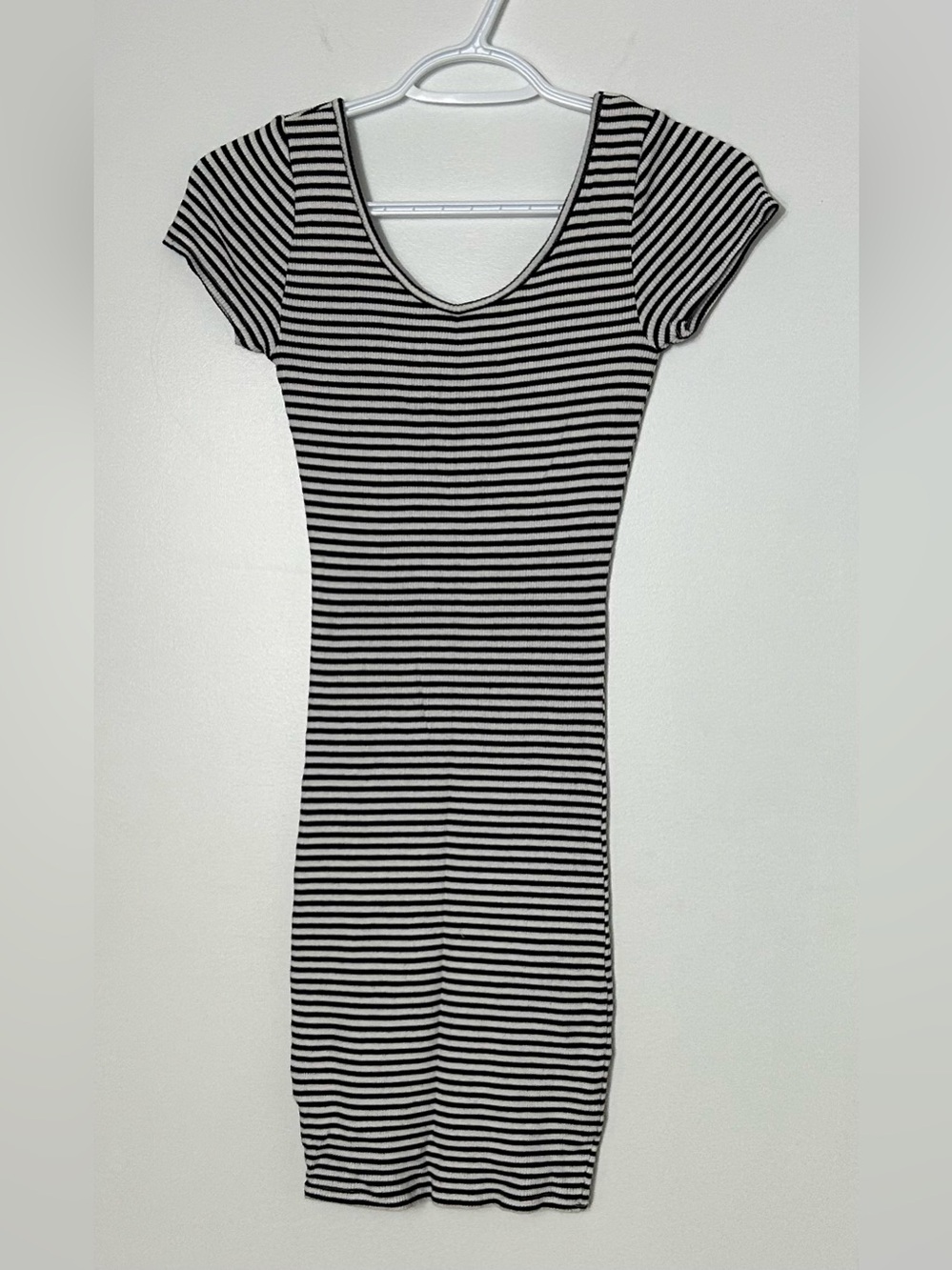 Garage Black & White Striped Scoop Neck Bodycon Dress
